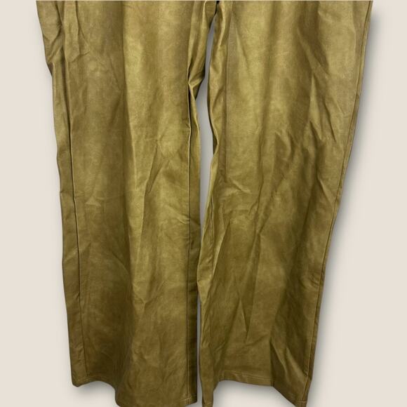 PrettyLittleThing Plus Olive Washed Faux Leather Straight Trousers Size 18 NWT - Picture 11 of 14